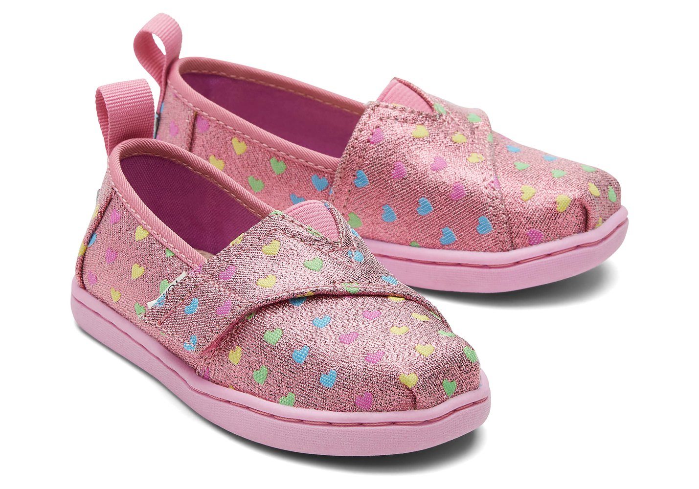 Toms Espadryle Dziecięce Różowe - Alpargata Tiny Hearts - 81CRNDFUW